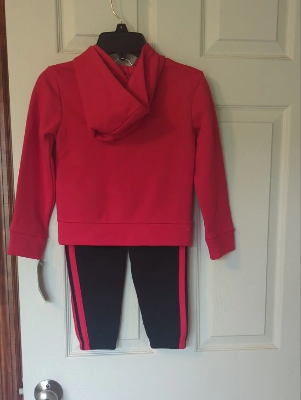 adidas Red and Black Kids Pullover Hoodie & Track Pants Set